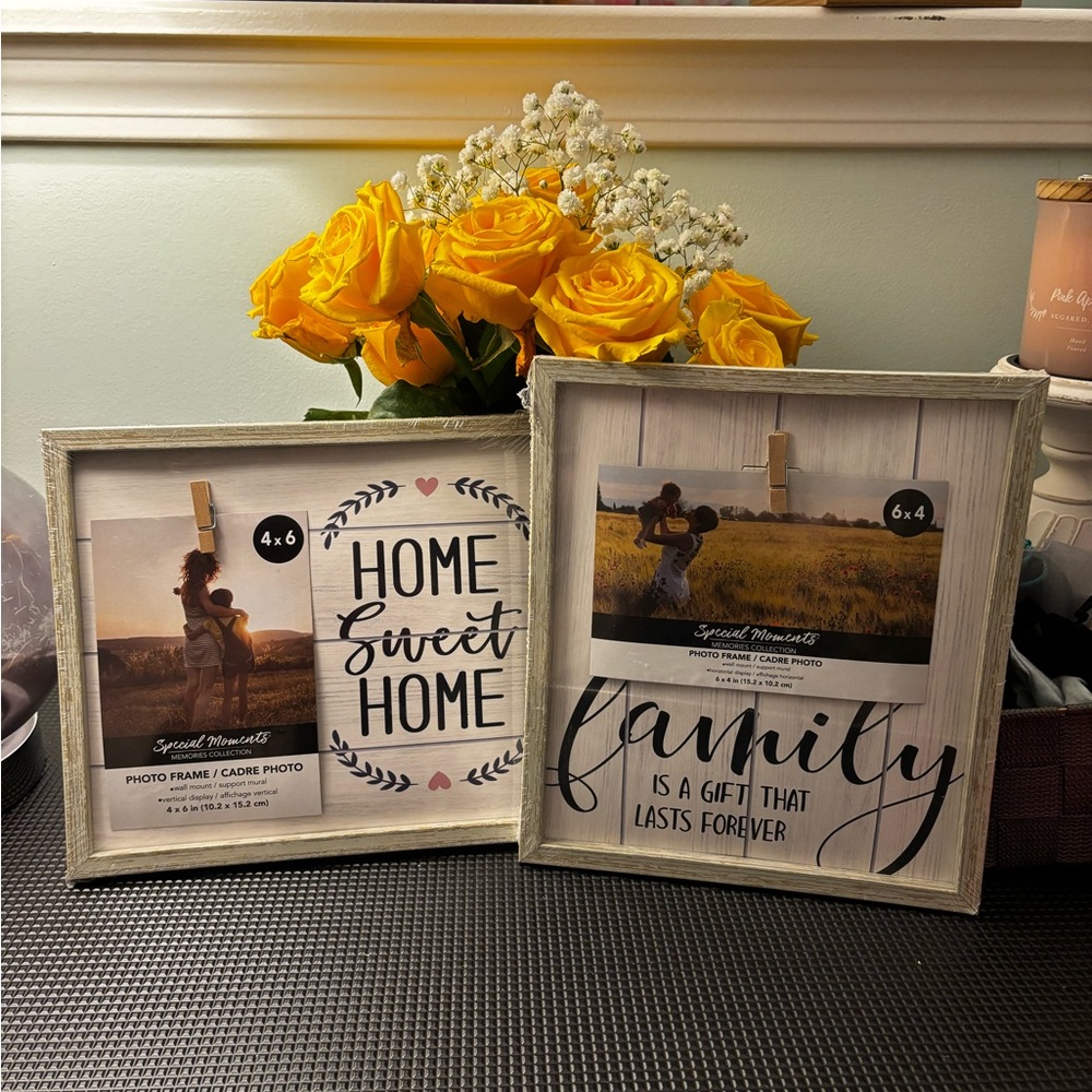 Rustic White Photo Frame Set - Home Sweet Home & Family